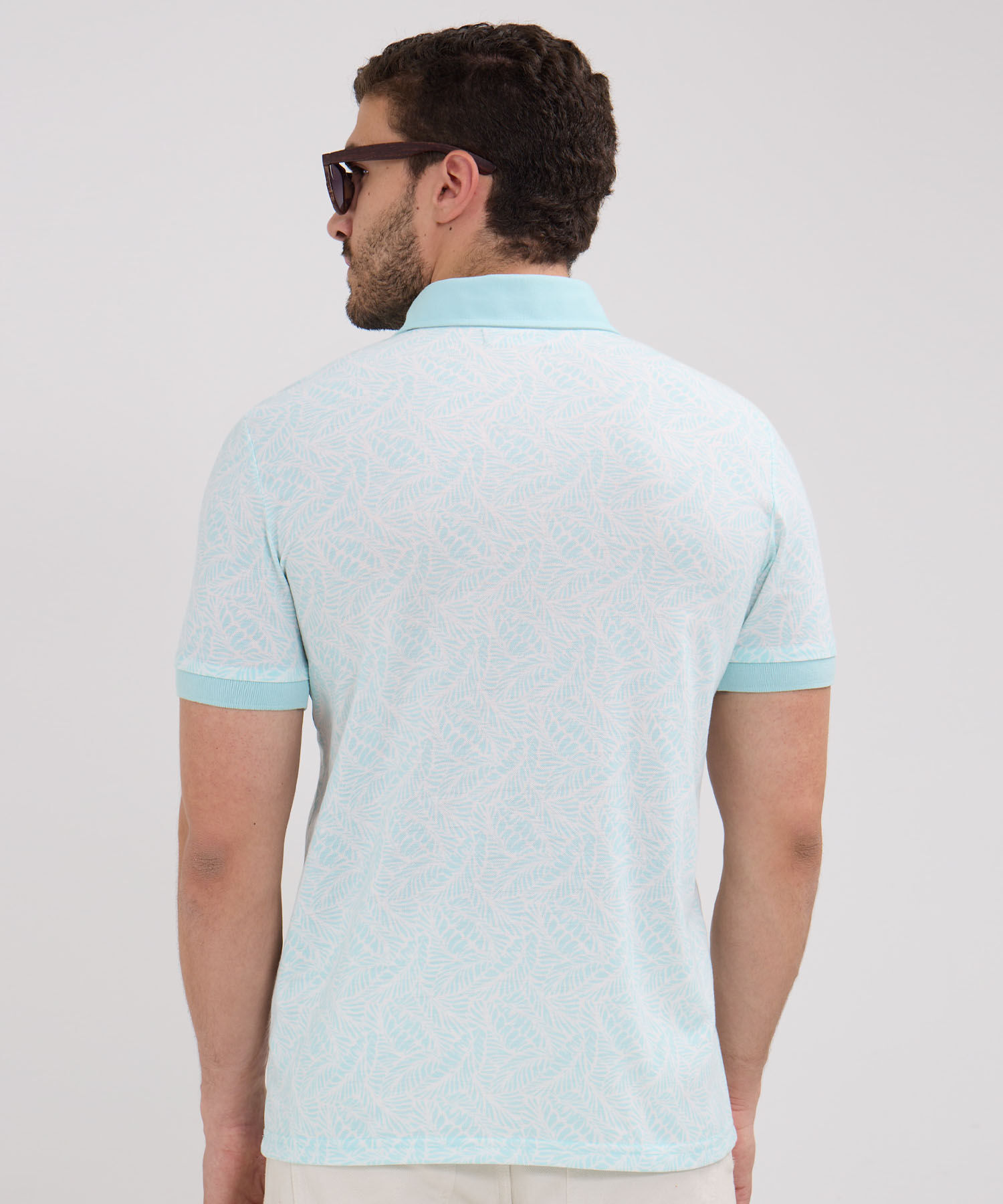 Polo Estampada, Cuello Máquina Con Puños Tejidos