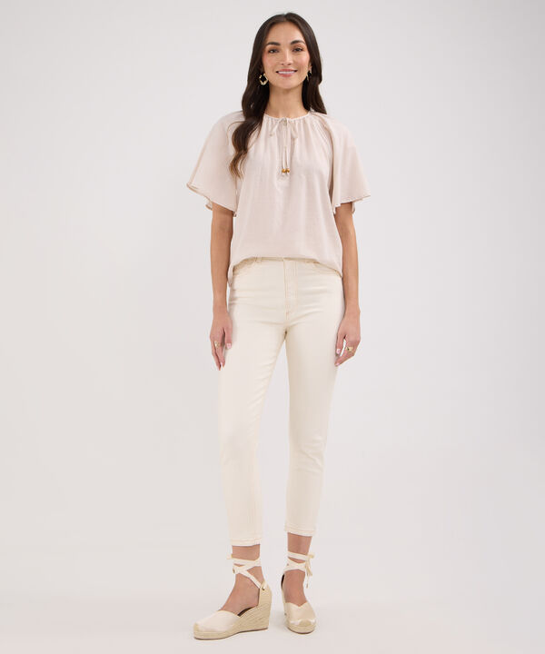 Blusa Preteñida, Escote En V.