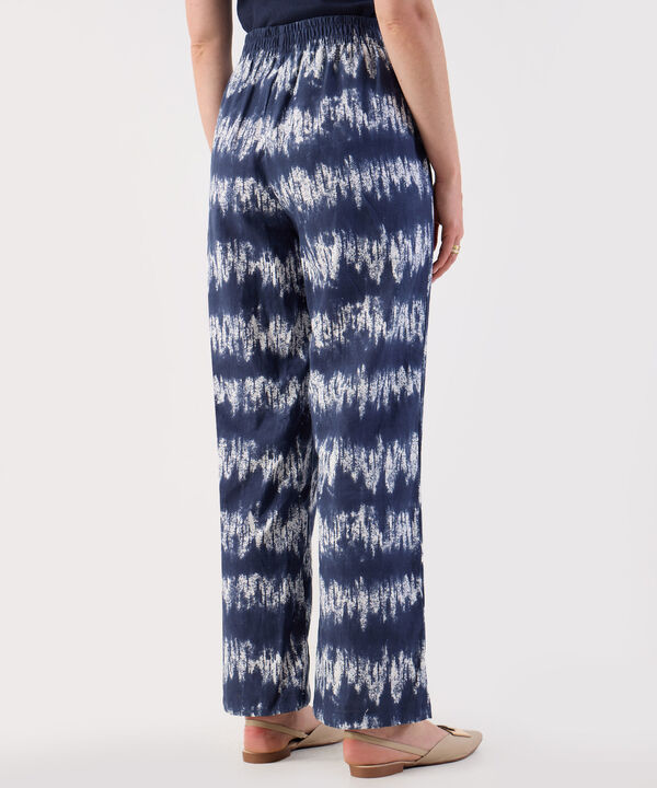 Pantalón Fluido Estampado Tie-Dye Azul