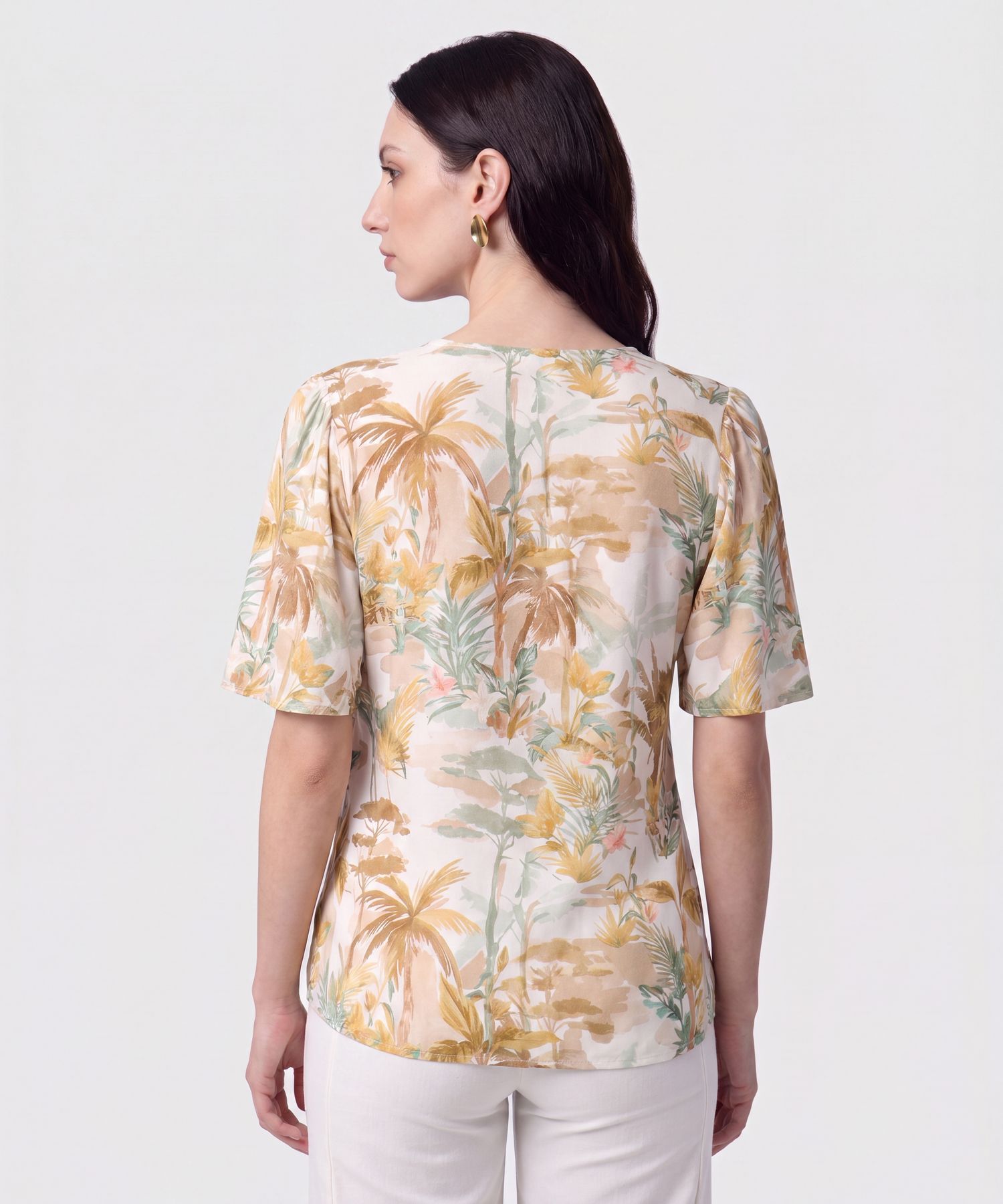 Blusa Cuello en V Manga Campana Mujer