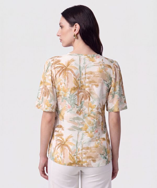 Blusa Cuello en V Manga Campana Mujer