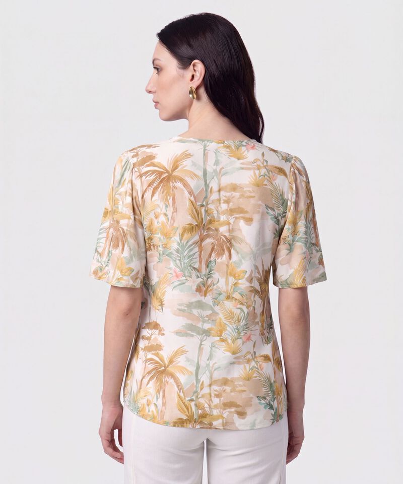 Blusa Cuello en V Manga Campana Mujer
