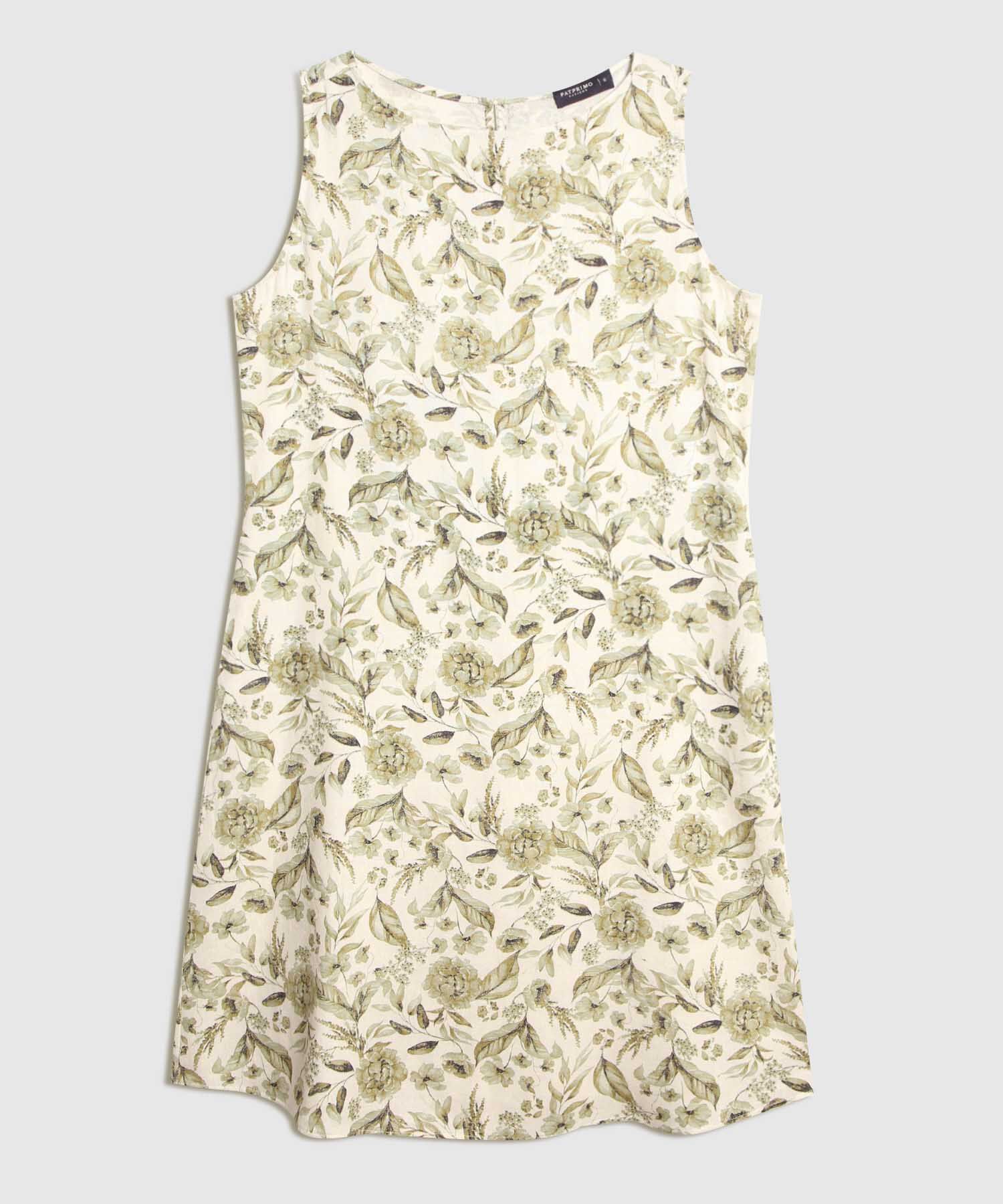 Vestido Estampado en Efecto Lino