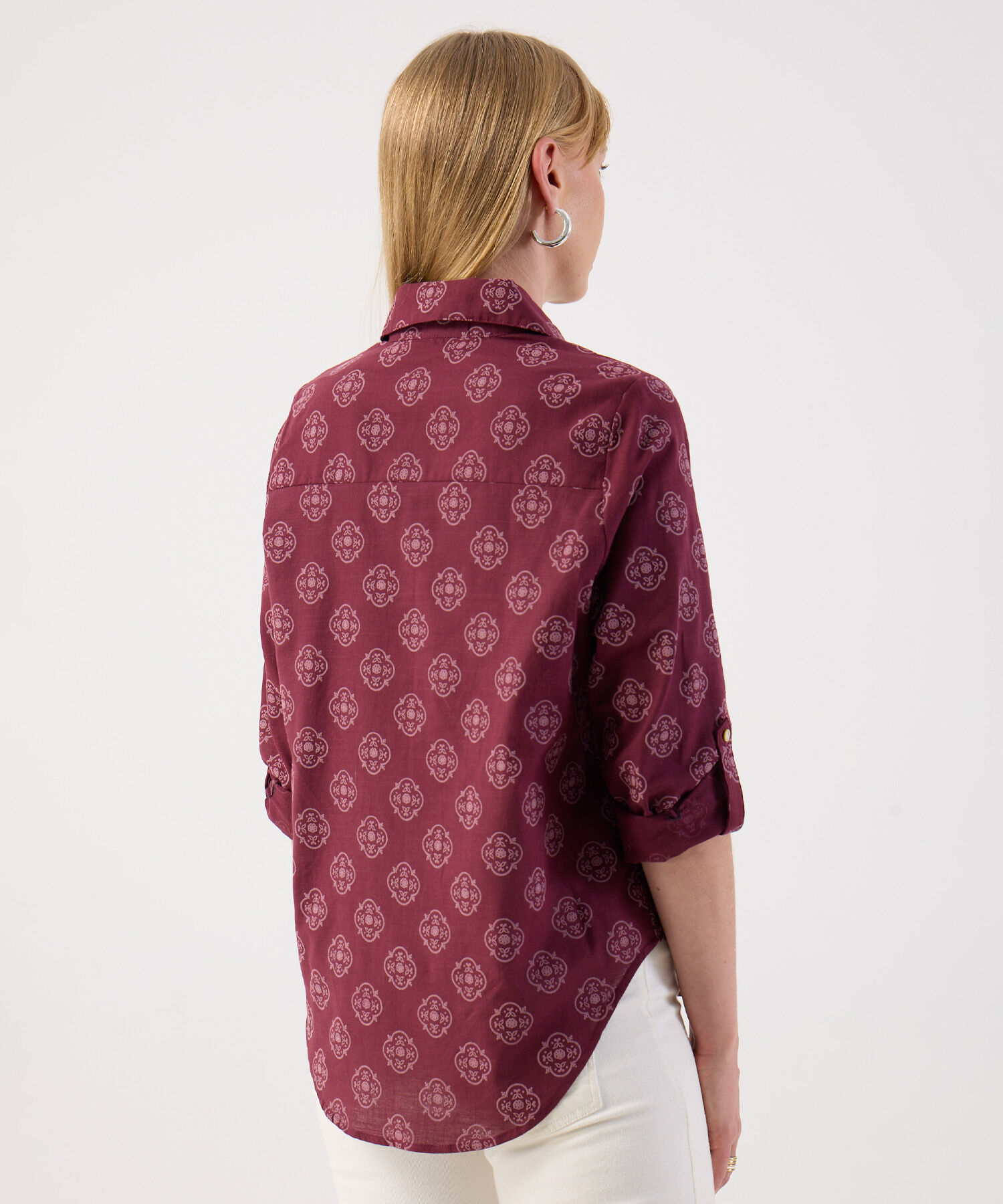 Camisa Estampado Paisley Azul y Blanco