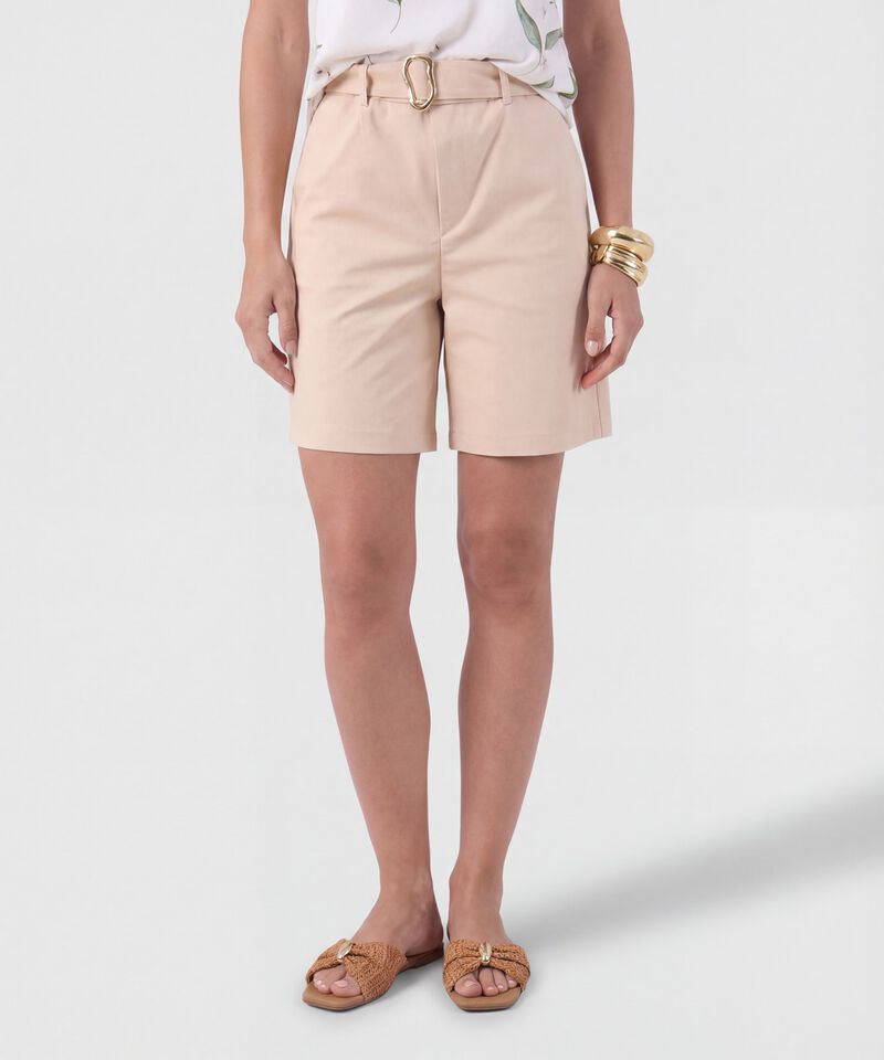 Bermuda Unicolor Con Cintur&oacute;n Para Mujer