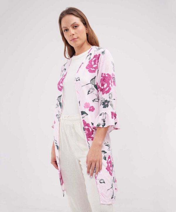 Saco Tipo Kimono Estampado Con Arandela En Mangas  image number null