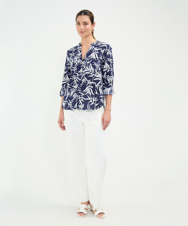 Blusa Estampada en Efecto Lino