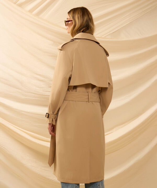 Chaqueta Larga Con Cintur&oacute;n Para Mujer