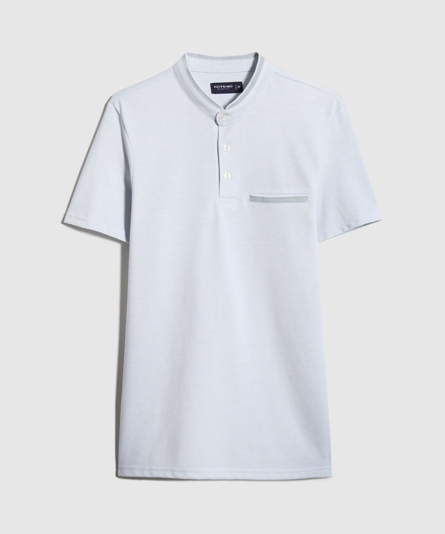 Polo Cuello Mao Unicolor Con Simulación Bolsillo Ribete