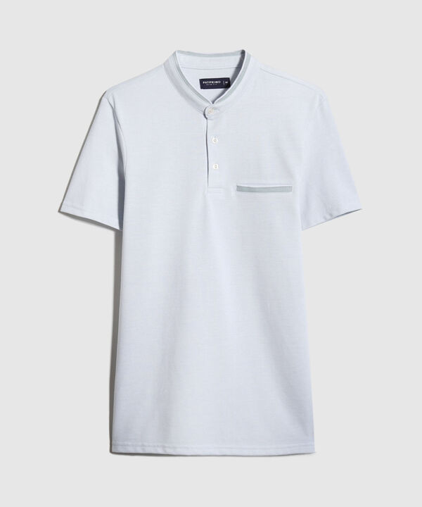 Polo Cuello Mao Unicolor Con Simulación Bolsillo Ribete