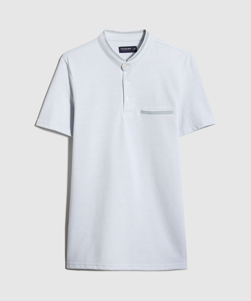 Polo Cuello Mao Unicolor Con Simulación Bolsillo Ribete