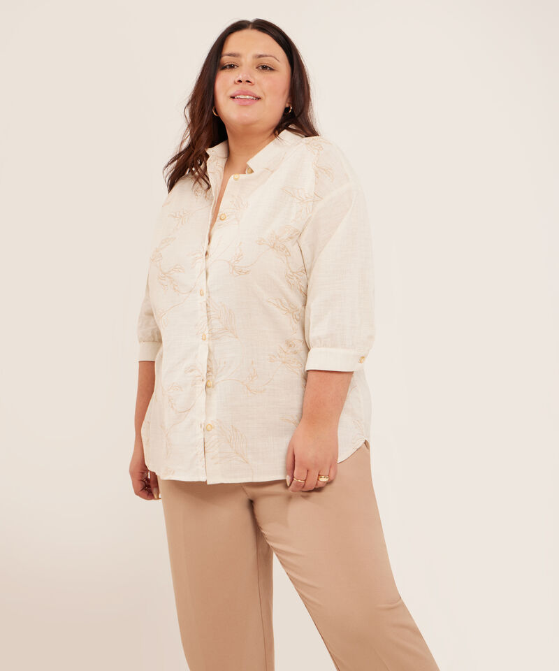 Camisa Manga 3/4 Con Bordado En Frente