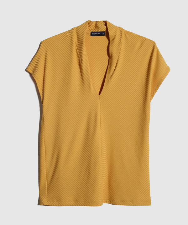 Camiseta Manga Corta Escote En V Unicolor