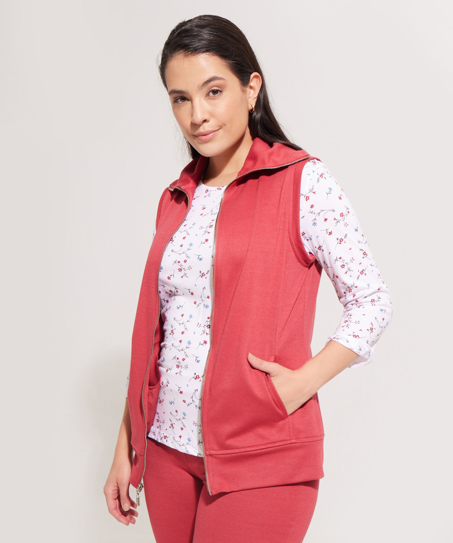 Sudadera Tres Piezas Con Bolsillos Laterales En Chaleco Camiseta Estampada