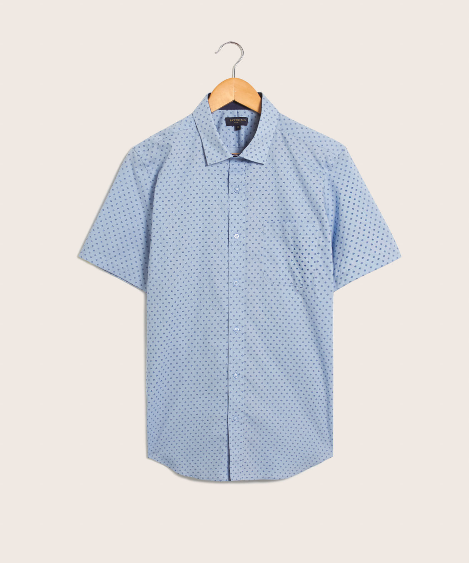 Camisa Manga Corta En Miniprints Con Bolsillo