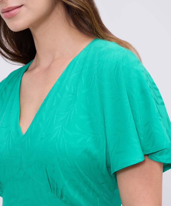 Vestido unicolor con manga fluida para mujer image number null