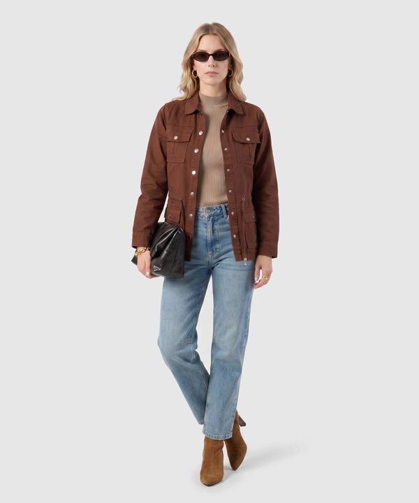 Chaqueta Con Ajuste De Cintura Mujer