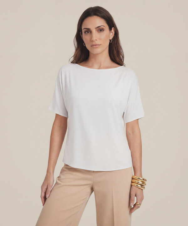 Blusa Fluida de Cuello Bote para Mujer image number null