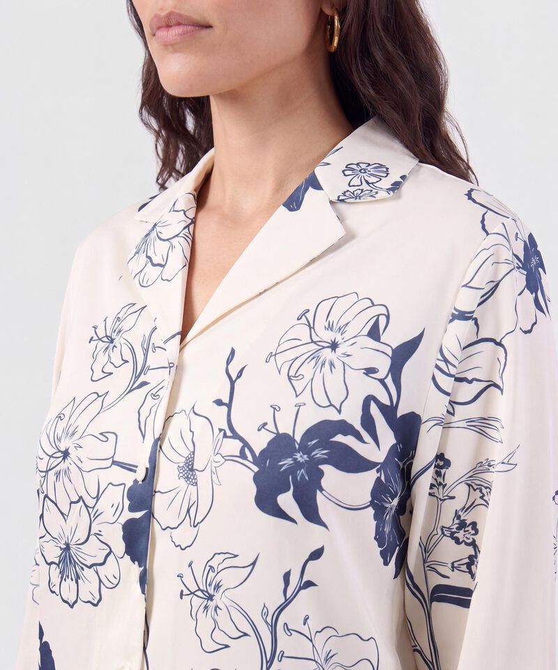 Camisa Manga Larga Cuello Solapa Para Mujer