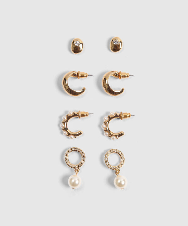 Set x 4 Aretes Dorados con Perlas image number null