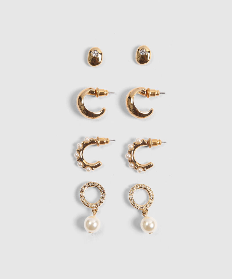 Set x 4 Aretes Dorados con Perlas