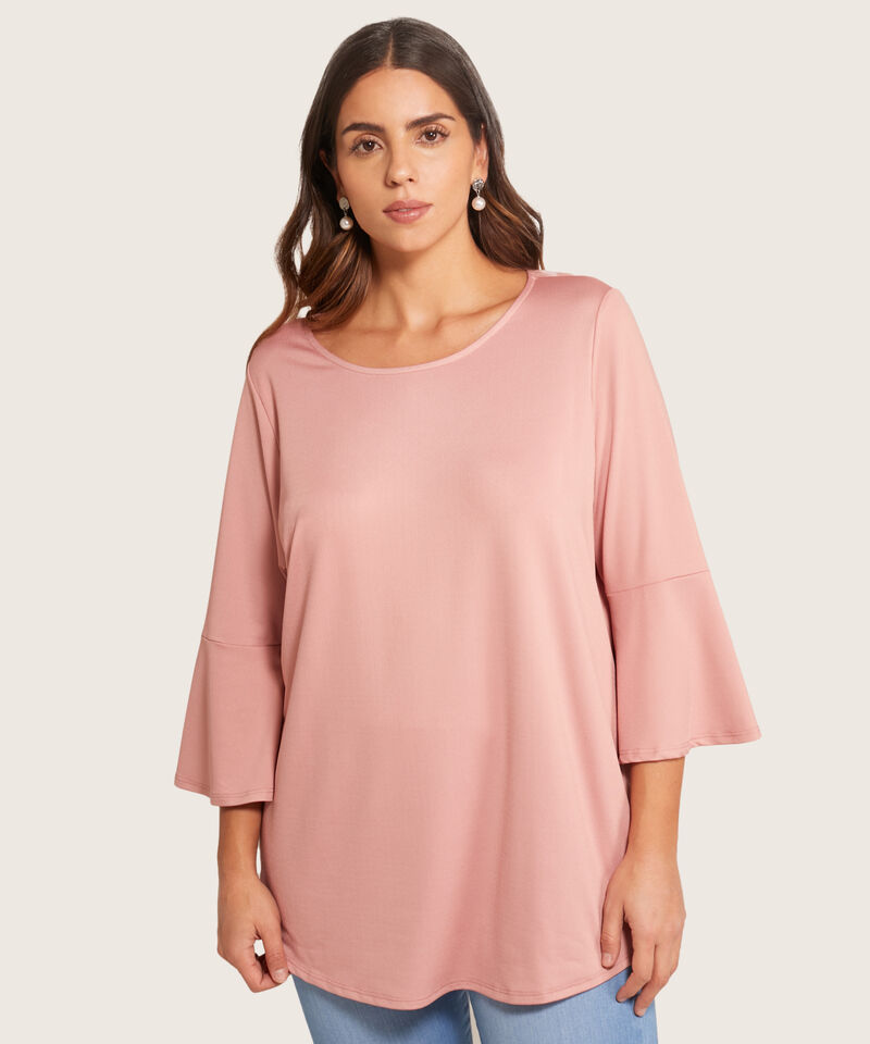 Camiseta Manga 3/4 Con Vuelo Para Mujer Curvy