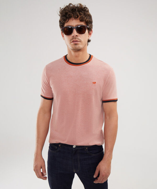 Camiseta Preteñida, Manga Corta, Cuello Y Puños Tejidos