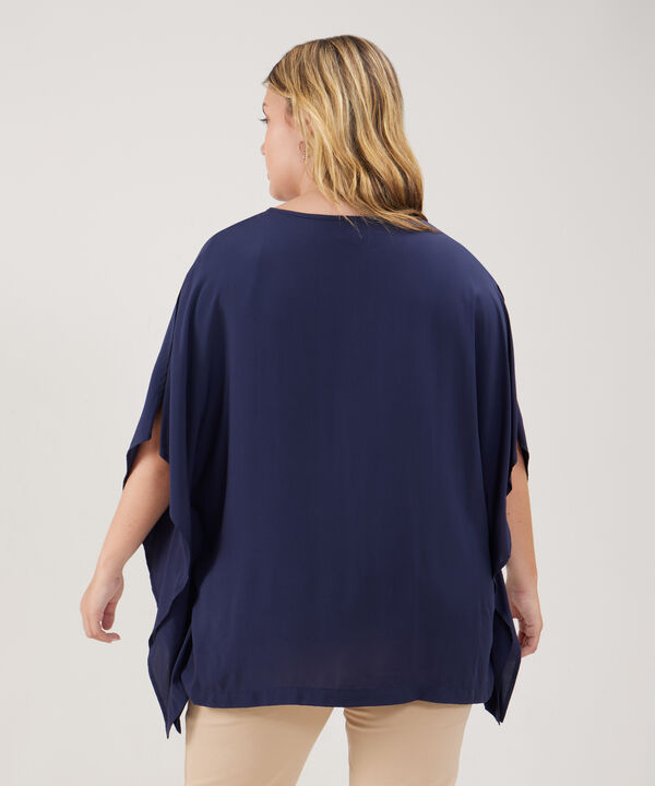Blusa Manga Corta Amplia Cuello Semibandeja