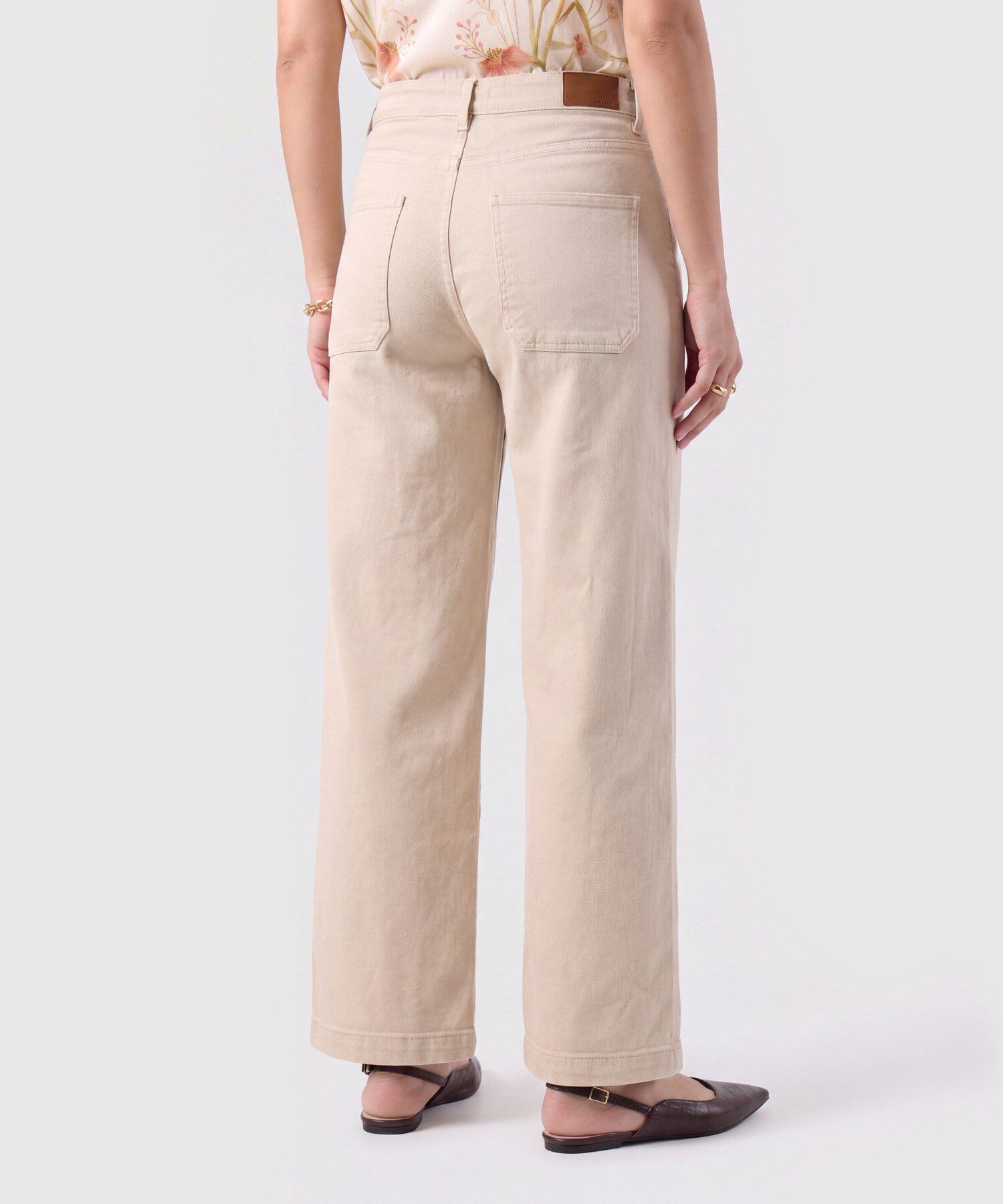 Jeans Bota Ancha Con Bolsillos Para Mujer