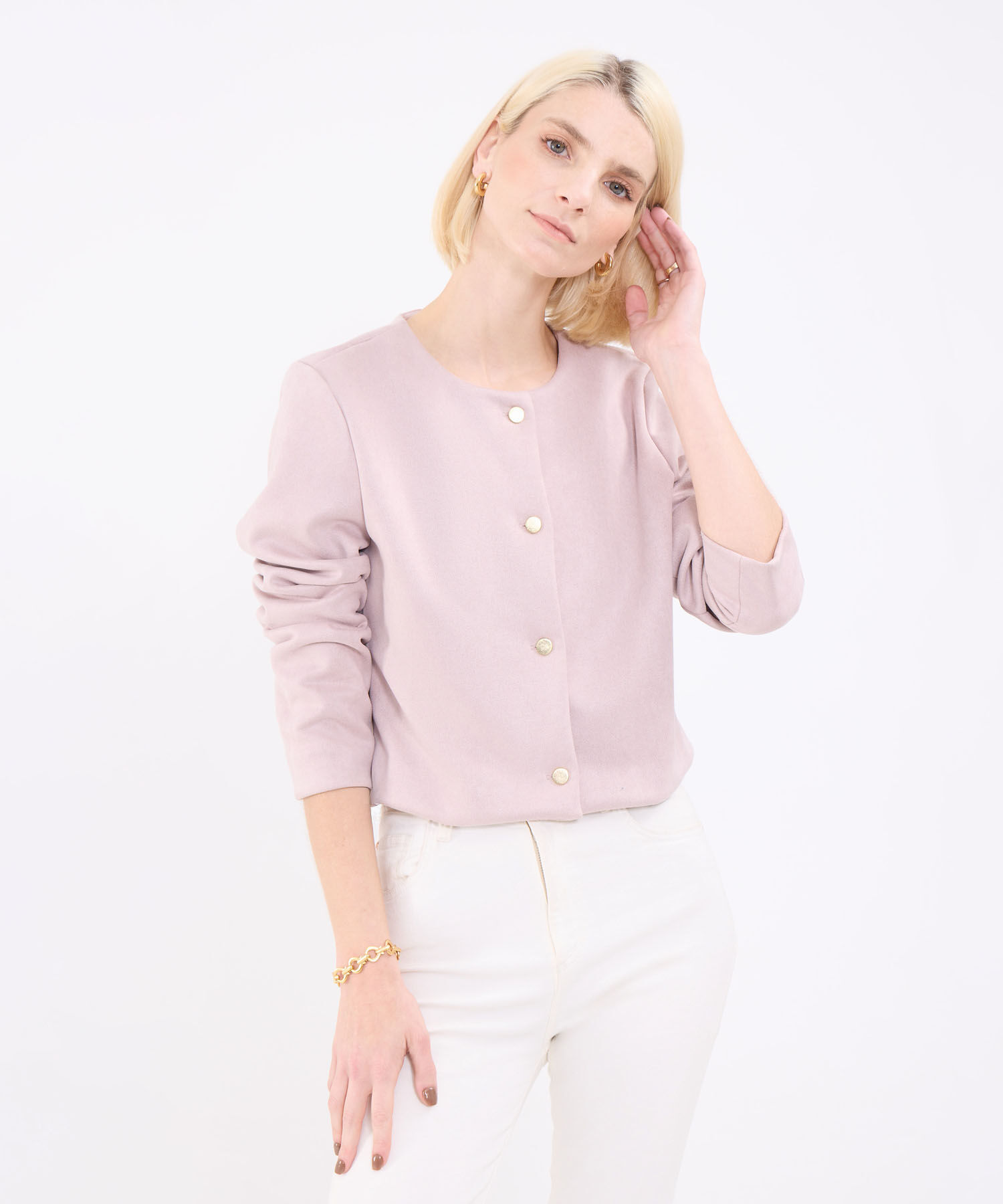 Chaqueta Unicolor Para Mujer