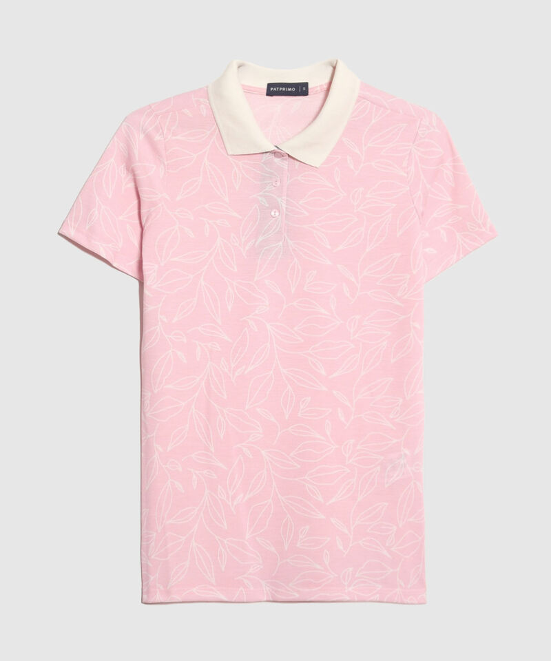 Polo Estampada Manga Corta Con Cuello Tejido Sin Bolsillo