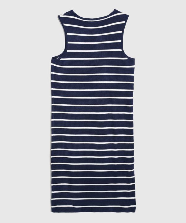 Vestido Ajustado A Rayas De Cuello Redondo Mujer