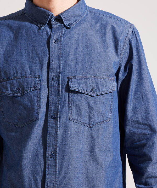 Camisa Slim Fit Tono Azul Oscuro image number null