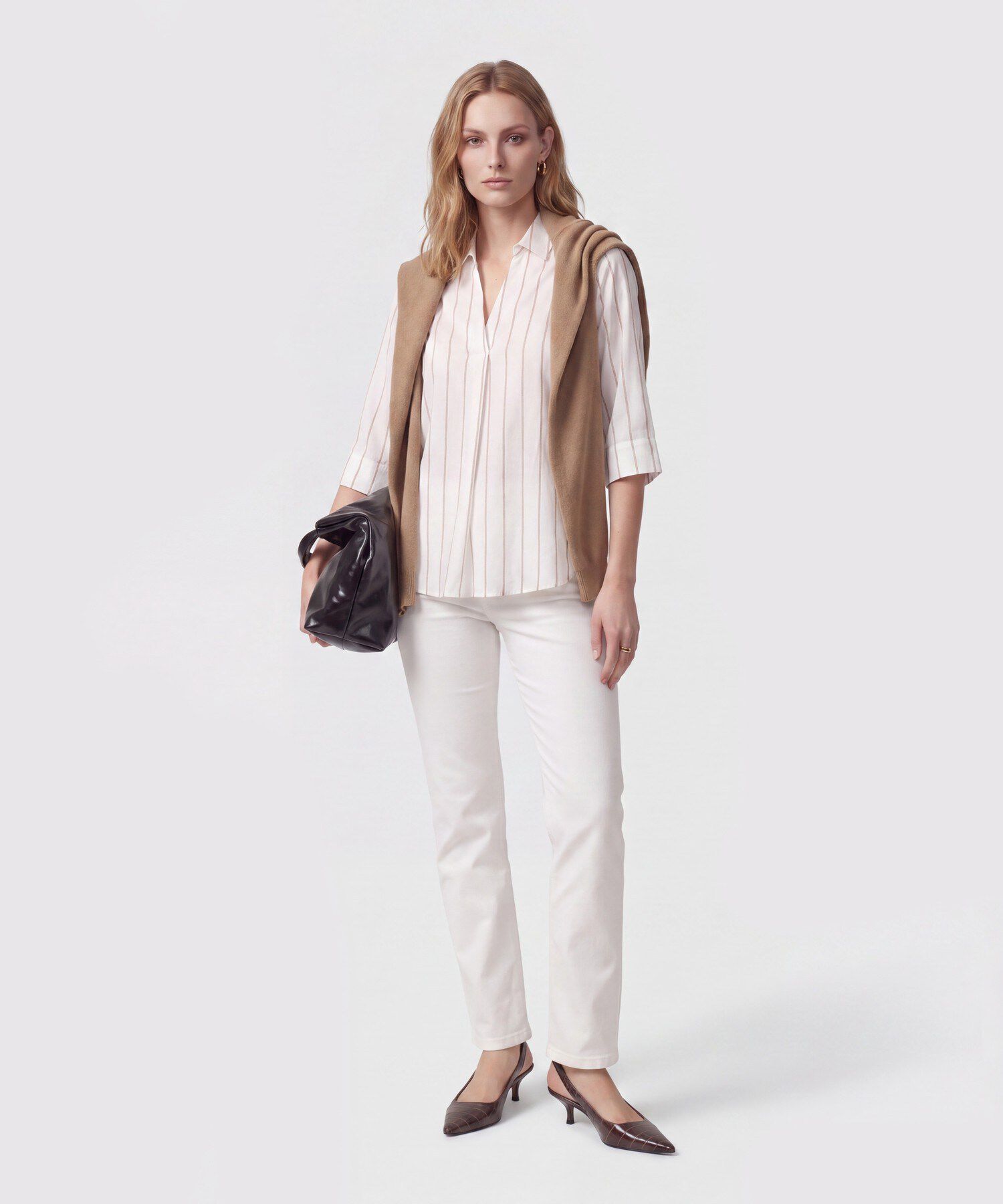 Blusa Mujer Manga Tres Cuartos Pliegue