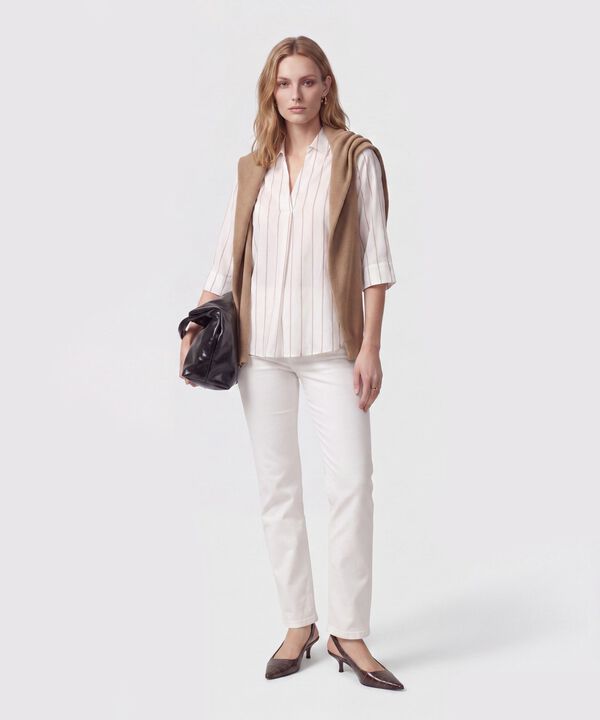 Blusa Mujer Manga Tres Cuartos Pliegue