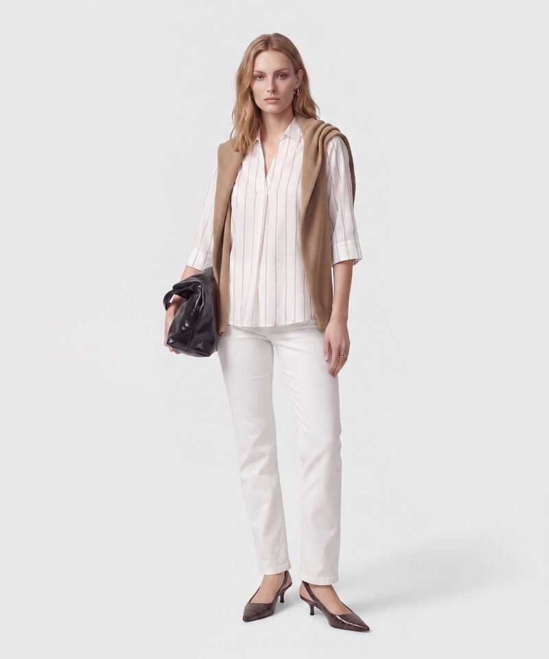 Blusa Mujer Manga Tres Cuartos Pliegue