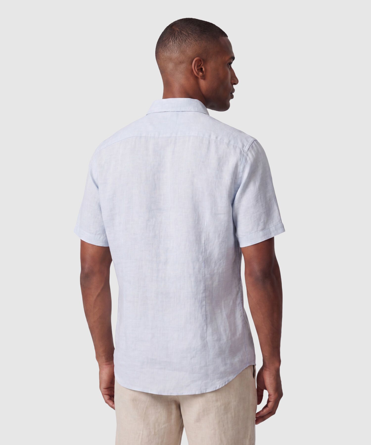 Camisa Manga Corta Con Cuello Mao Para Hombre