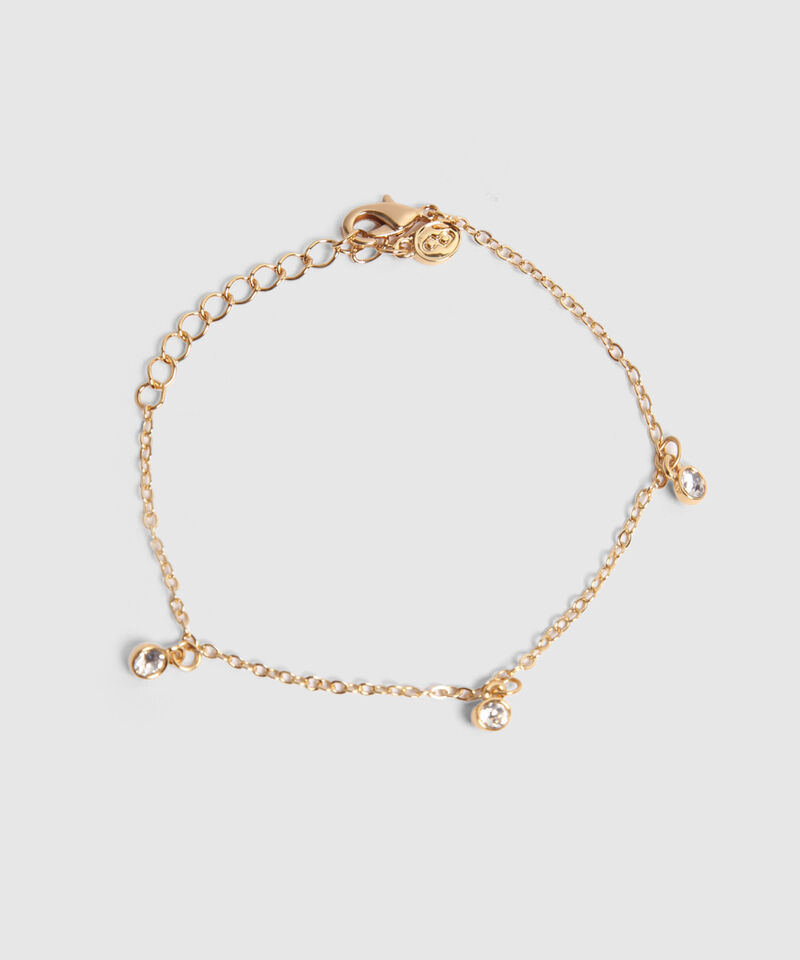 Set X2 Pulseras Doradas Con Brillos Y Perla 