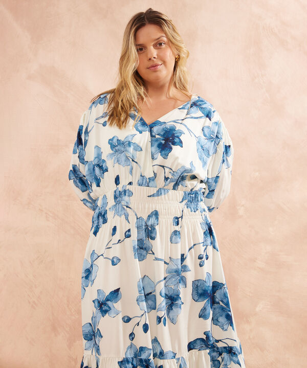 Vestido Manga Bombacha Estampado