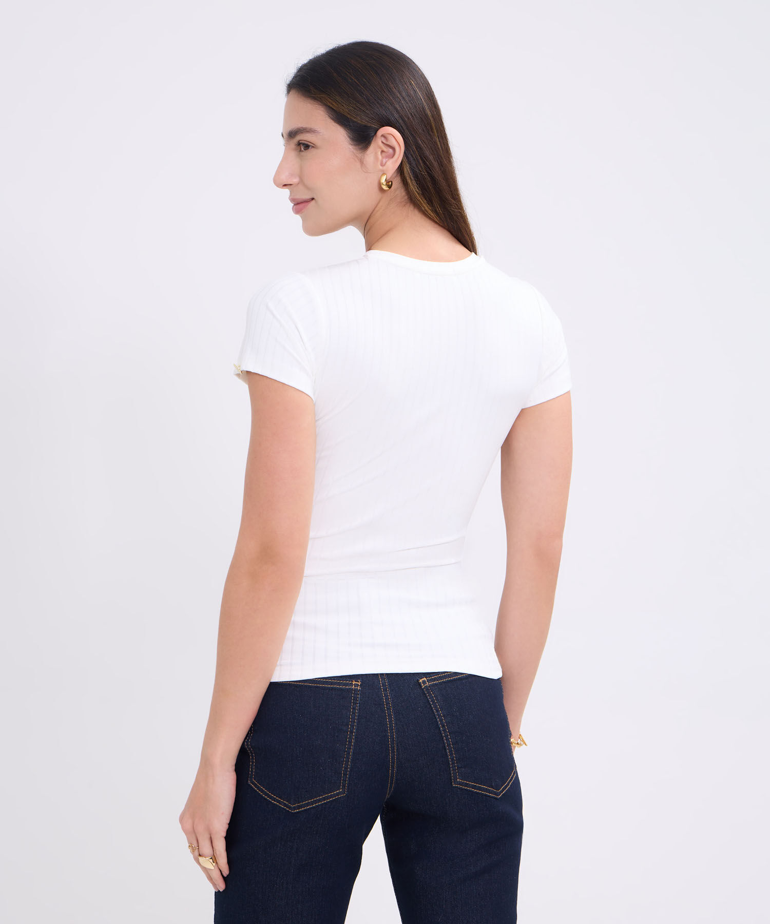 Camiseta ajustada unicolor para mujer