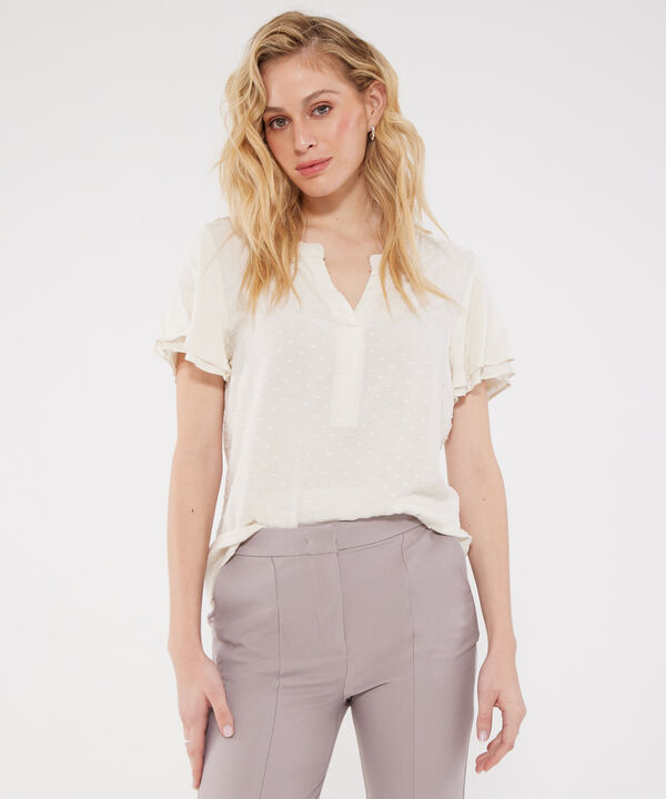 Blusa Unicolor Cuello Mao Con Escote V