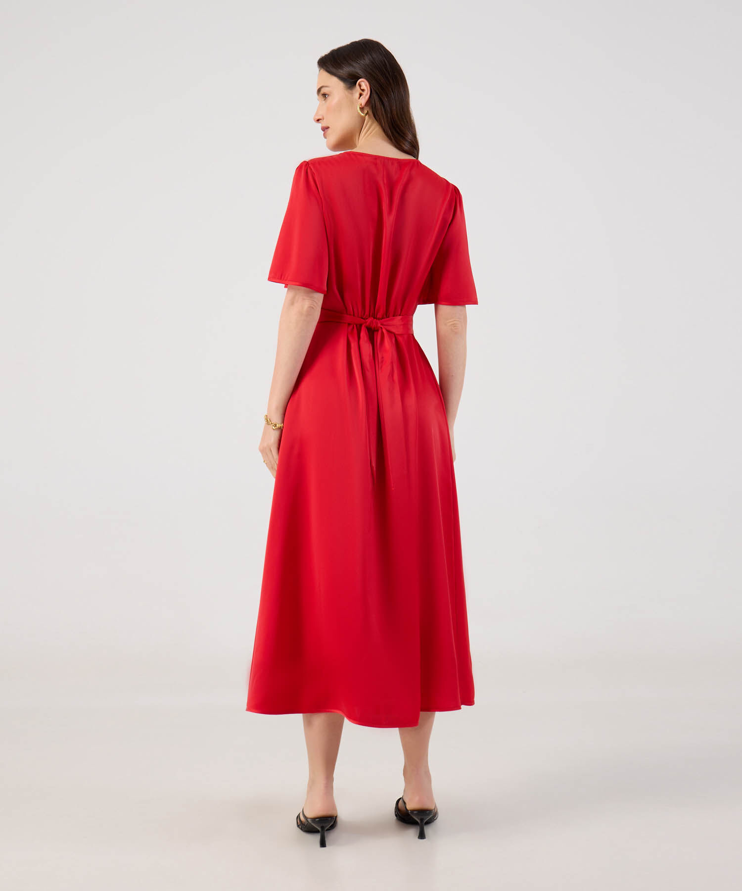 Vestido Midi Escote en V Para Mujer