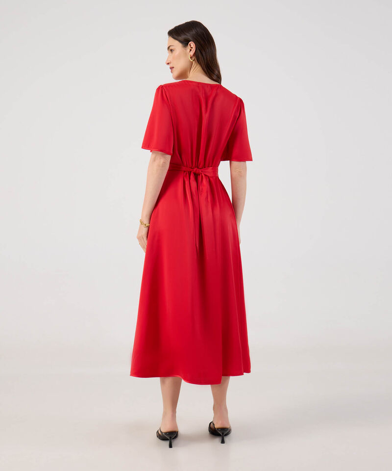 Vestido Midi Escote en V Para Mujer