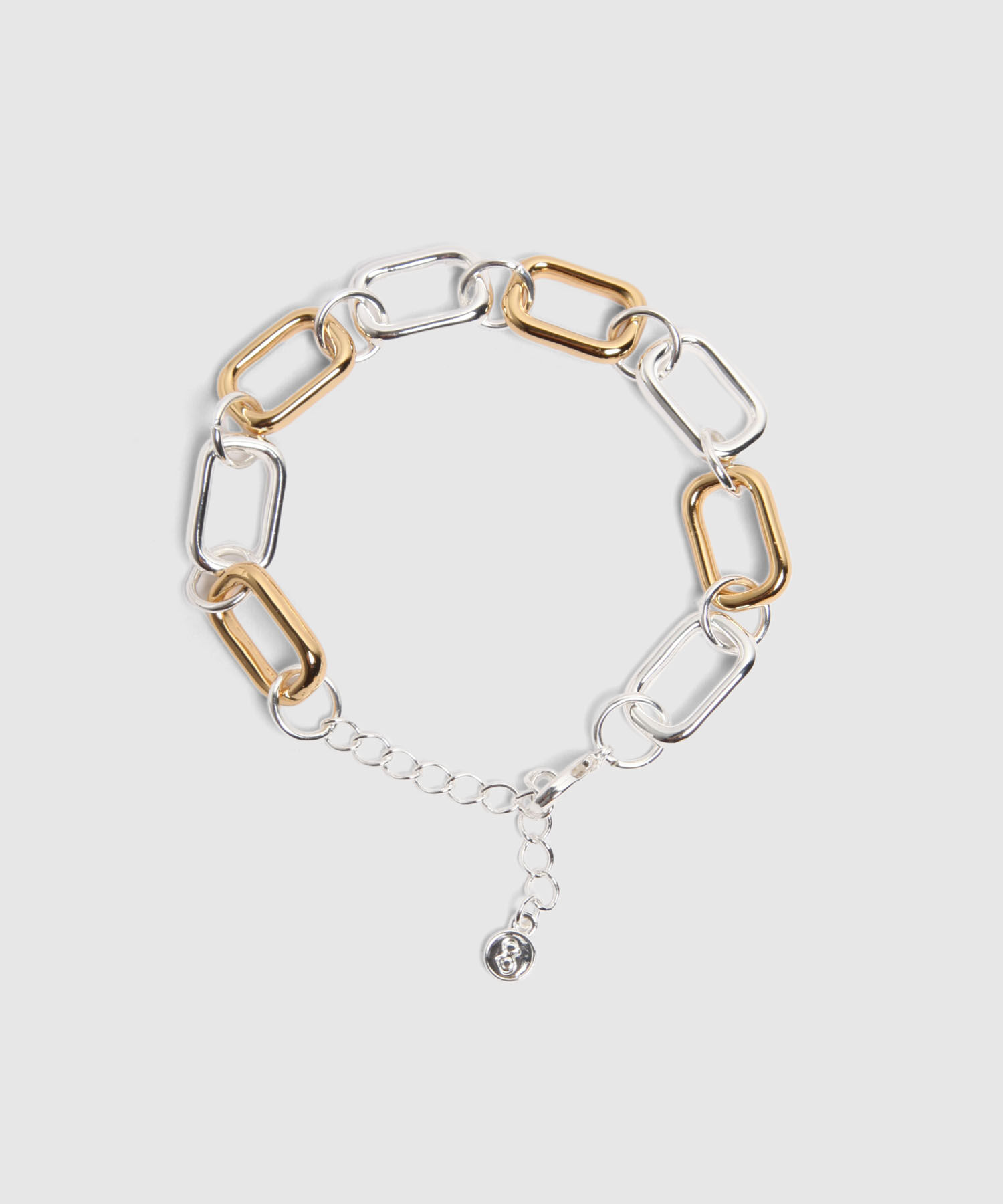 Pulsera Eslabones Gruesos Bicolor Modernos Mujer