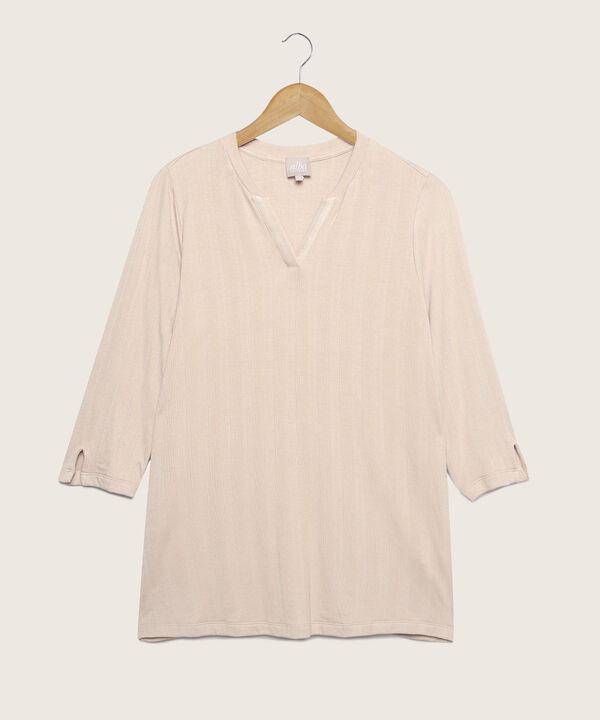Camiseta Unicolor Con Manga 3/4, Cuello Neru Y Cuello En V, Dolce Vida Alba Linea Moda