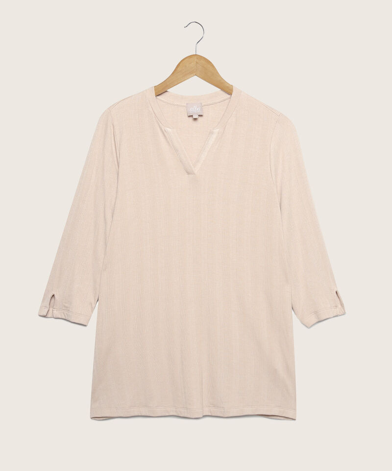 Camiseta Unicolor Con Manga 3/4, Cuello Neru Y Cuello En V, Dolce Vida Alba Linea Moda