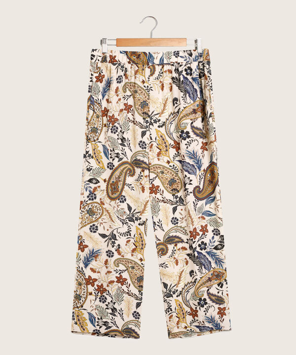 Pantalon Estampado Fluido Con Elastico En Cintura