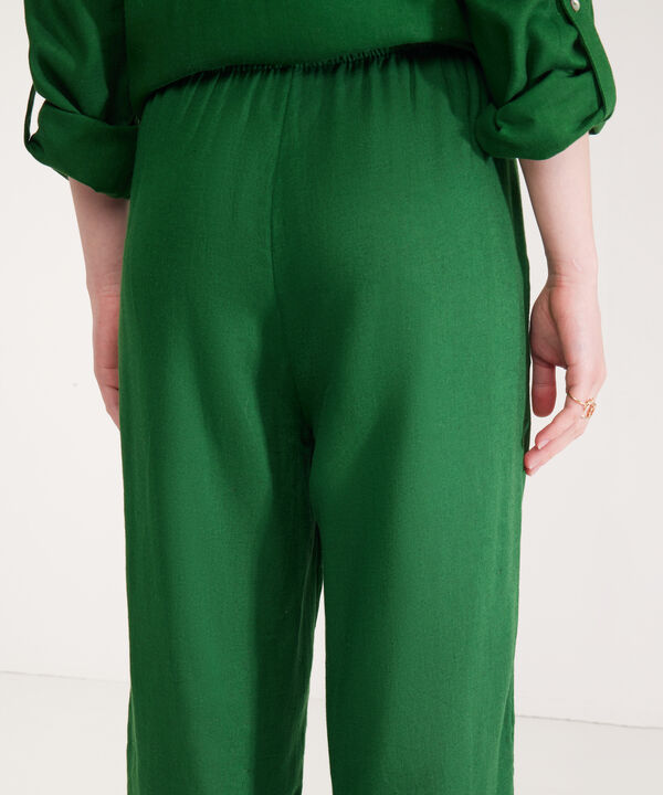 Pantalón Fluido En Lino Bota Amplia