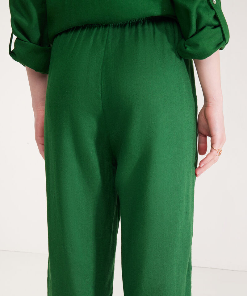 Pantalón Fluido En Lino Bota Amplia