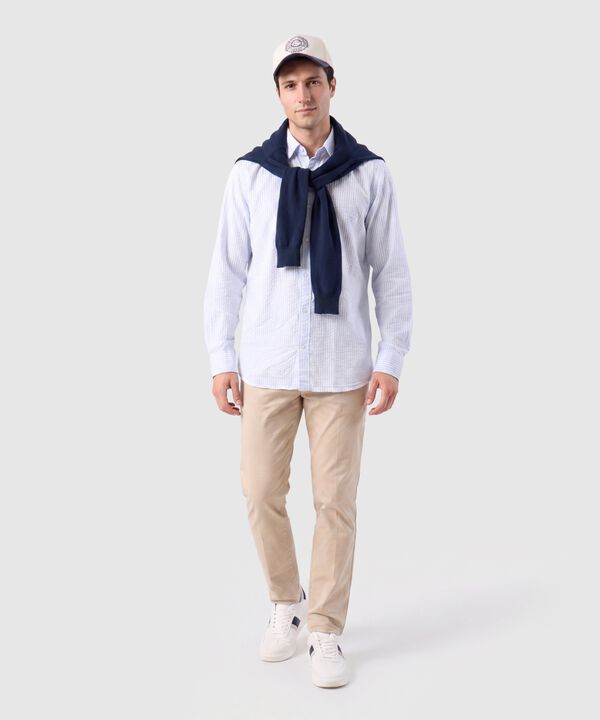 Camisa Manga Larga A Rayas Para Hombre